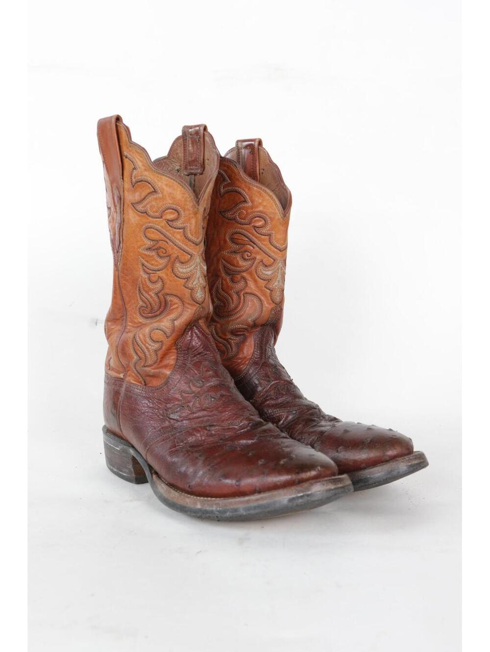 90's Lucchese Western Ostrich Quill Cowboy Boot